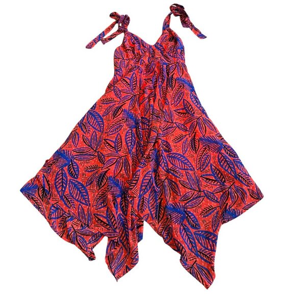 Alexis For Target Flowy Hem Leaf Print Dress Tie Shoulders Smocked Top Small - Picture 2 of 12